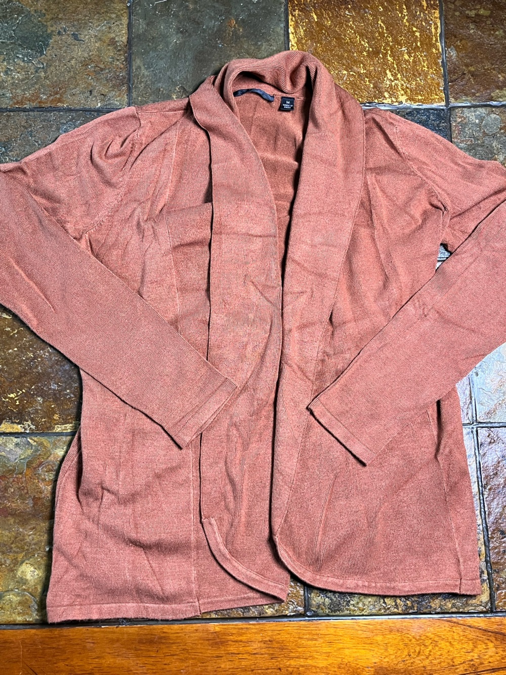 Cyrus Open-Front Cardigan Sweater-rust Orange Size M